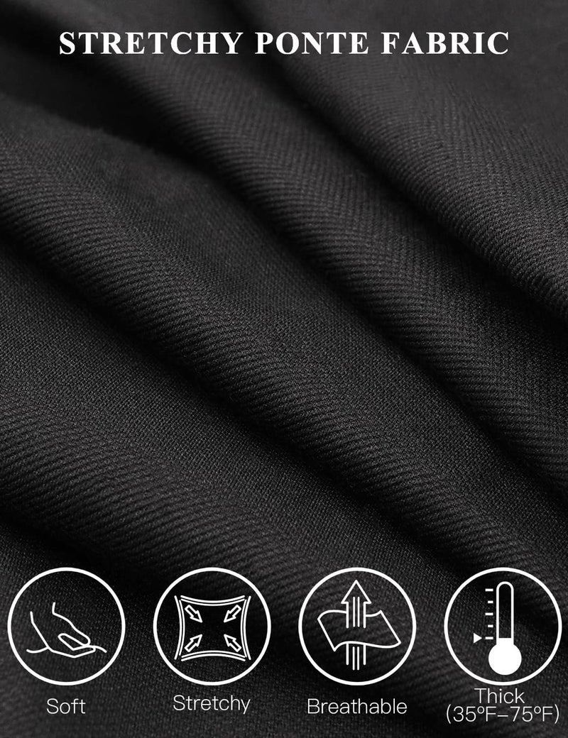 Tapata Women's 26''/28''/30''/32''/34'' Stretchy Straight Dress Pants with Pockets Tall, Petite, Regular for Office Work Business 30", Black, M - Image 3